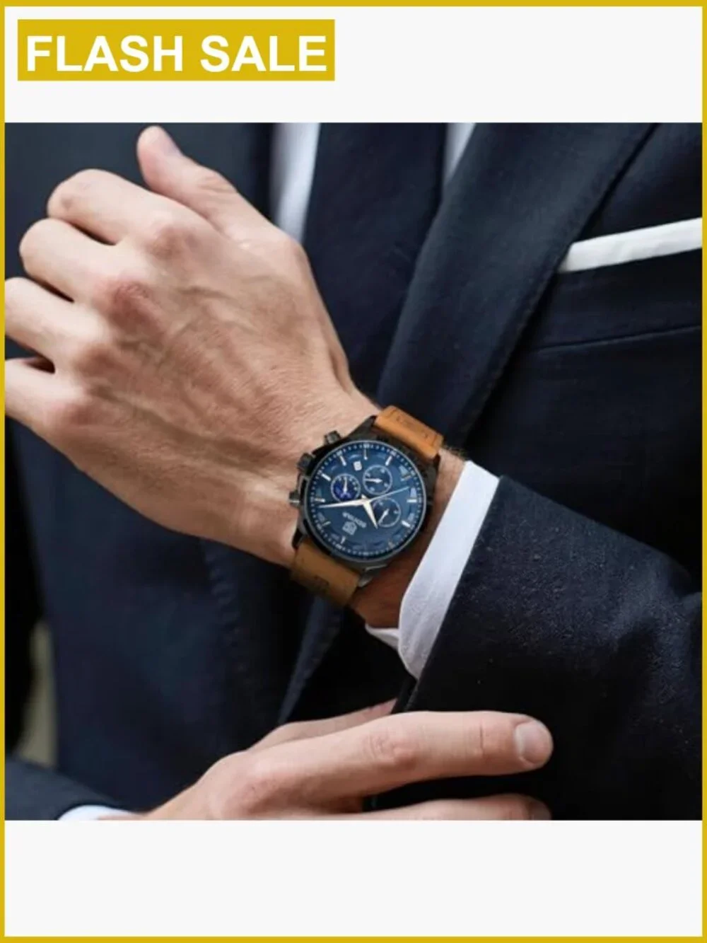 Men's Quartz Chronograph Waterproof Wrist Watch with Calendar - Business Casual